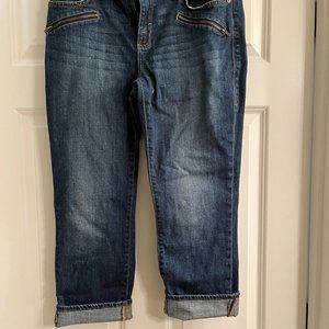 Rock & Republic Women’s Kendall Capri Jeans Plus Size 12 Dark Wash Blue Denim